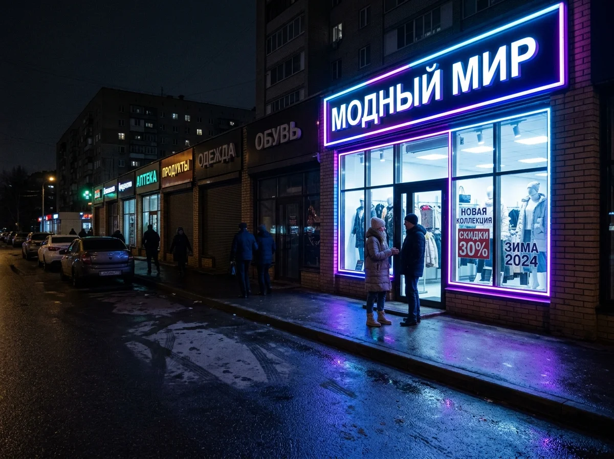Магазин одежды — RGB-подсветка витрины